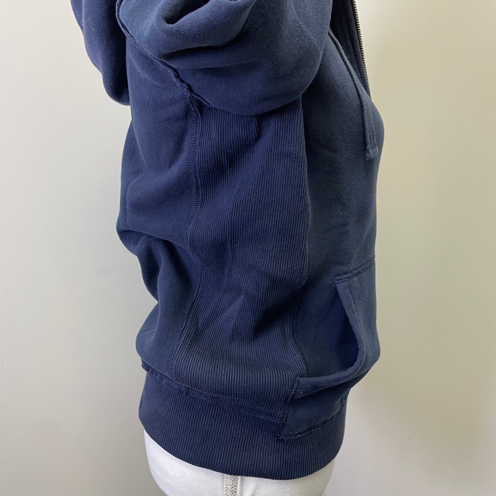 Y2K Tommy Hilfiger Navy Faux Fur Lined Quarter Zip Hoodie Crest Logo Small - Picture 8 of 16